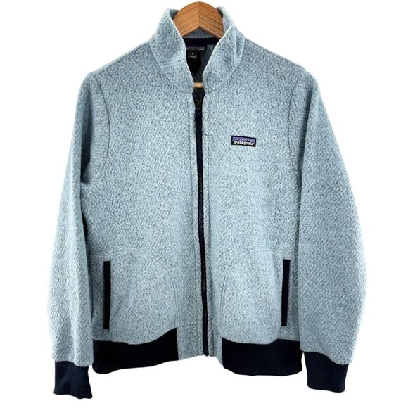 Patagonia Jackets & Blazers - Patagonia Woolyester Fleece Wool Blend Full Zip Jacket Baby Blue & Navy Size Med
